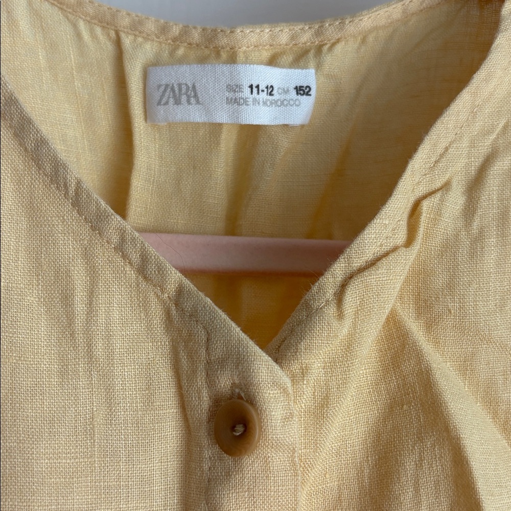 Zara (EUC) | yellow cut out linen button down dress - Picture 3 of 8